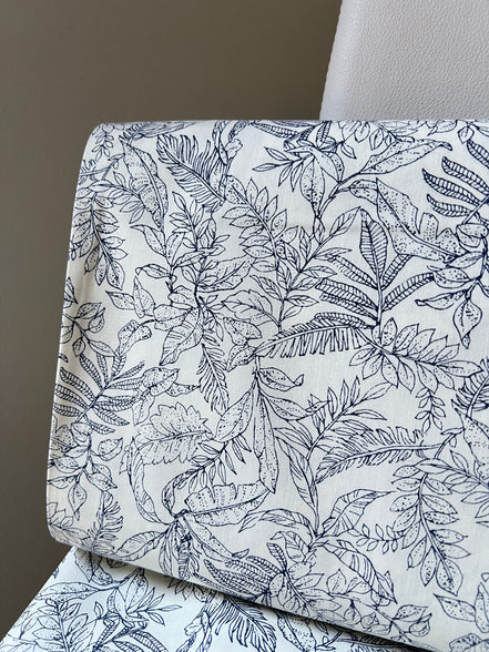 Dark Navy on Light Ivory Cotton Poplin- 44” Wide- “Island Paradise”- Tropical Print