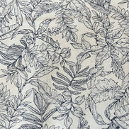 Dark Navy on Light Ivory Cotton Poplin- 44” Wide- “Island Paradise”- Tropical Print