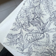Dark Navy on Light Ivory Cotton Poplin- 44” Wide- “Island Paradise”- Tropical Print