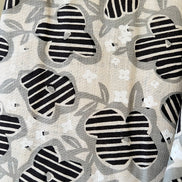 Black, White and Gray Floral on Light Beige- Cotton Slub Fabric- 44
