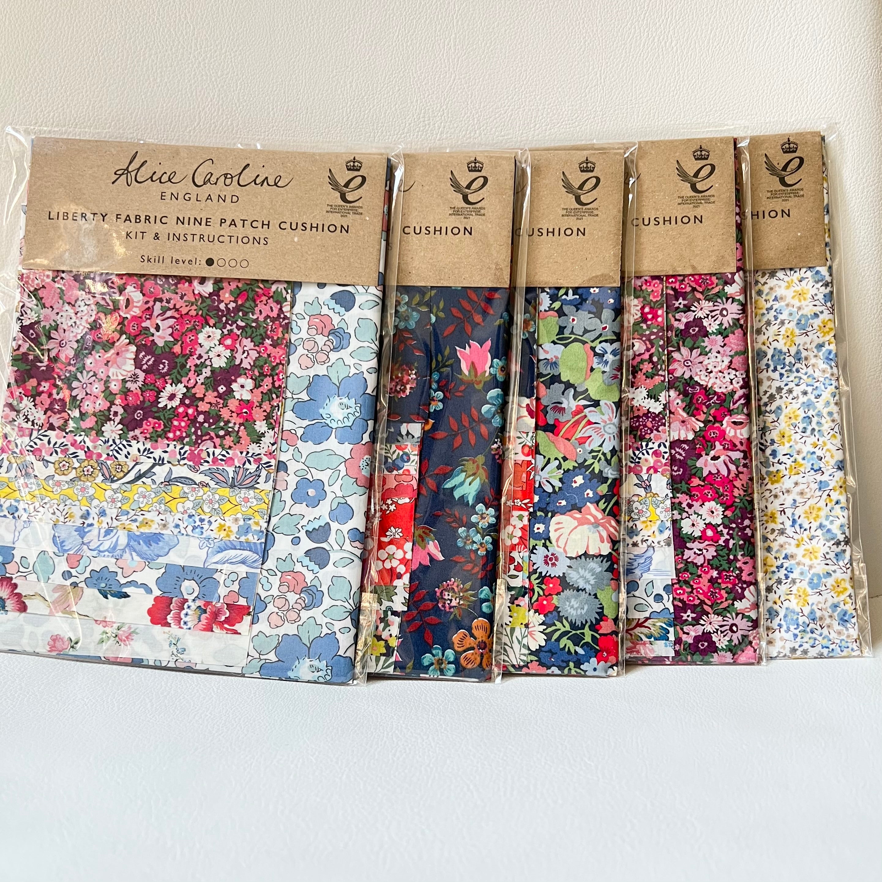 Alice Caroline- Liberty Tana Lawn Fabric Mixed Colours 9 Patch Cushion Kit