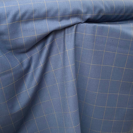Slate Blue Windowpane Wool Suiting- Maverick Super 110's- 60" Wide- (110-20)