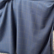 Slate Blue Windowpane Wool Suiting- Maverick Super 110's- 60