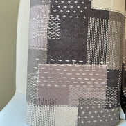 Taupe, Off- White- Sashiko Patchwork Print on Cotton- Linen Canvas Fabric- Kokka- 43” Wide