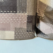 Taupe, Off- White- Sashiko Patchwork Print on Cotton- Linen Canvas Fabric- Kokka- 43” Wide