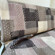 Taupe, Off- White- Sashiko Patchwork Print on Cotton- Linen Canvas Fabric- Kokka- 43” Wide