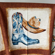 Blocks Panel - 24” Long- Cowboy Boots, Hats, Saddle, Horseshoe- “Western View