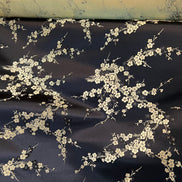 Gold and Black Cherry Blossom Silk, Rayon Blend Brocade- 29