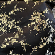 Gold and Black Cherry Blossom Silk, Rayon Blend Brocade- 29