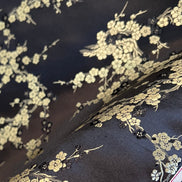 Gold and Black Cherry Blossom Silk, Rayon Blend Brocade- 29