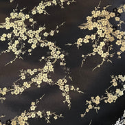 Gold and Black Cherry Blossom Silk, Rayon Blend Brocade- 29