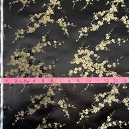 Gold and Black Cherry Blossom Silk, Rayon Blend Brocade- 29