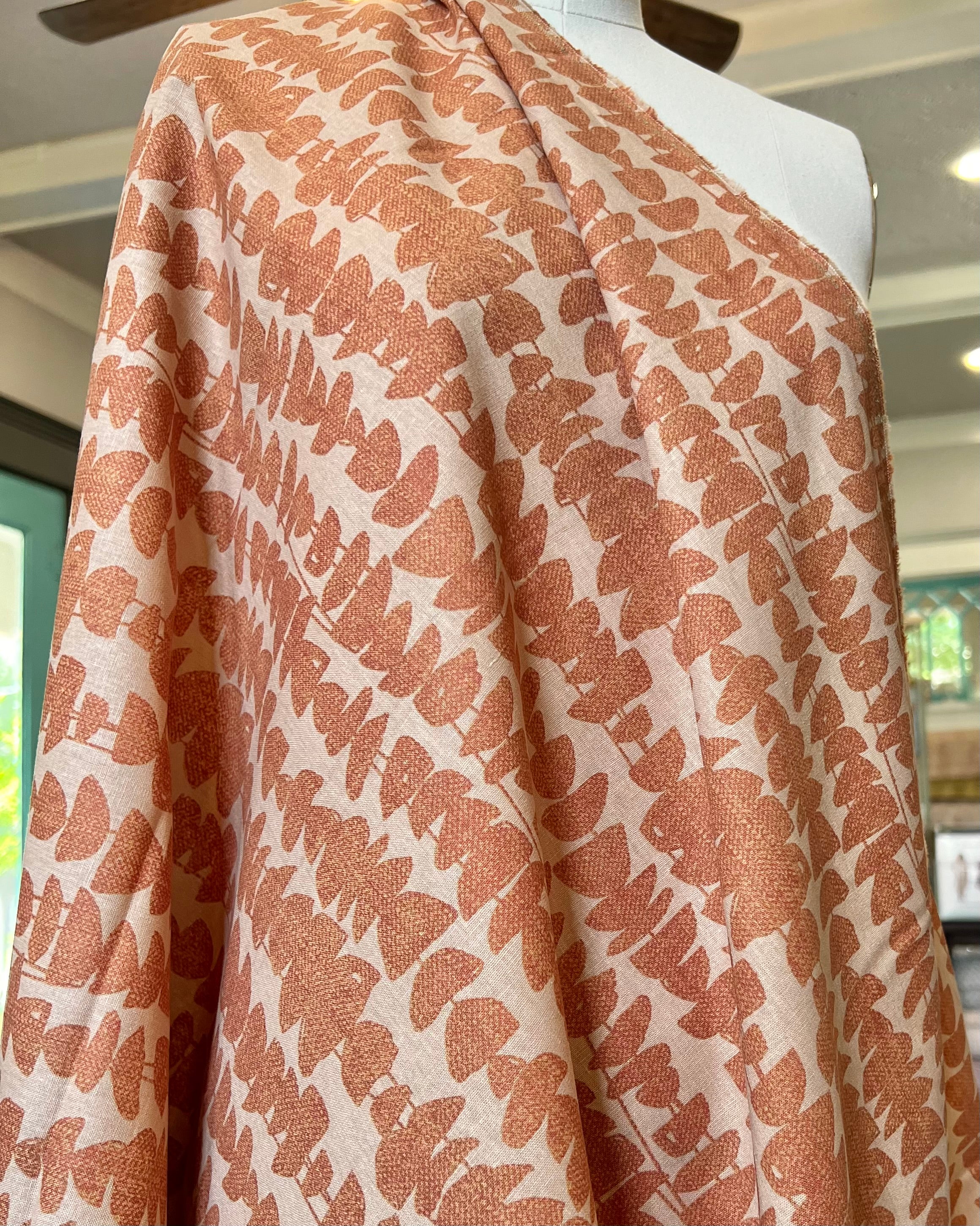 Clay Abstract Pale Tan “Stacked Stones Sienna” Linen Cotton Blend- Art Gallery- 60” Wide