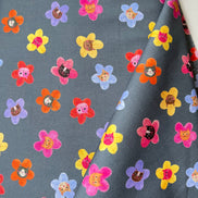 Colorful Cats and Flowers on Dark Gray- Whisker Wonderland- “Dolphin