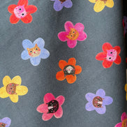Colorful Cats and Flowers on Dark Gray- Whisker Wonderland- “Dolphin