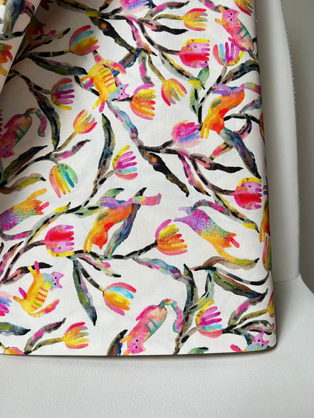 Colorful Rainbow Cats on Cream- Whisker Wonderland- "Cream"- Cotton Fabric- 44” Wide