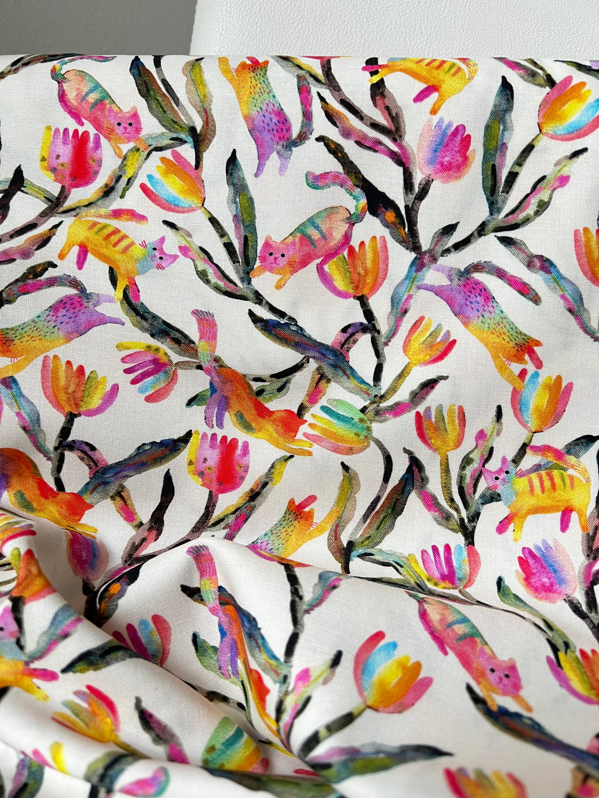 Colorful Rainbow Cats on Cream- Whisker Wonderland- 