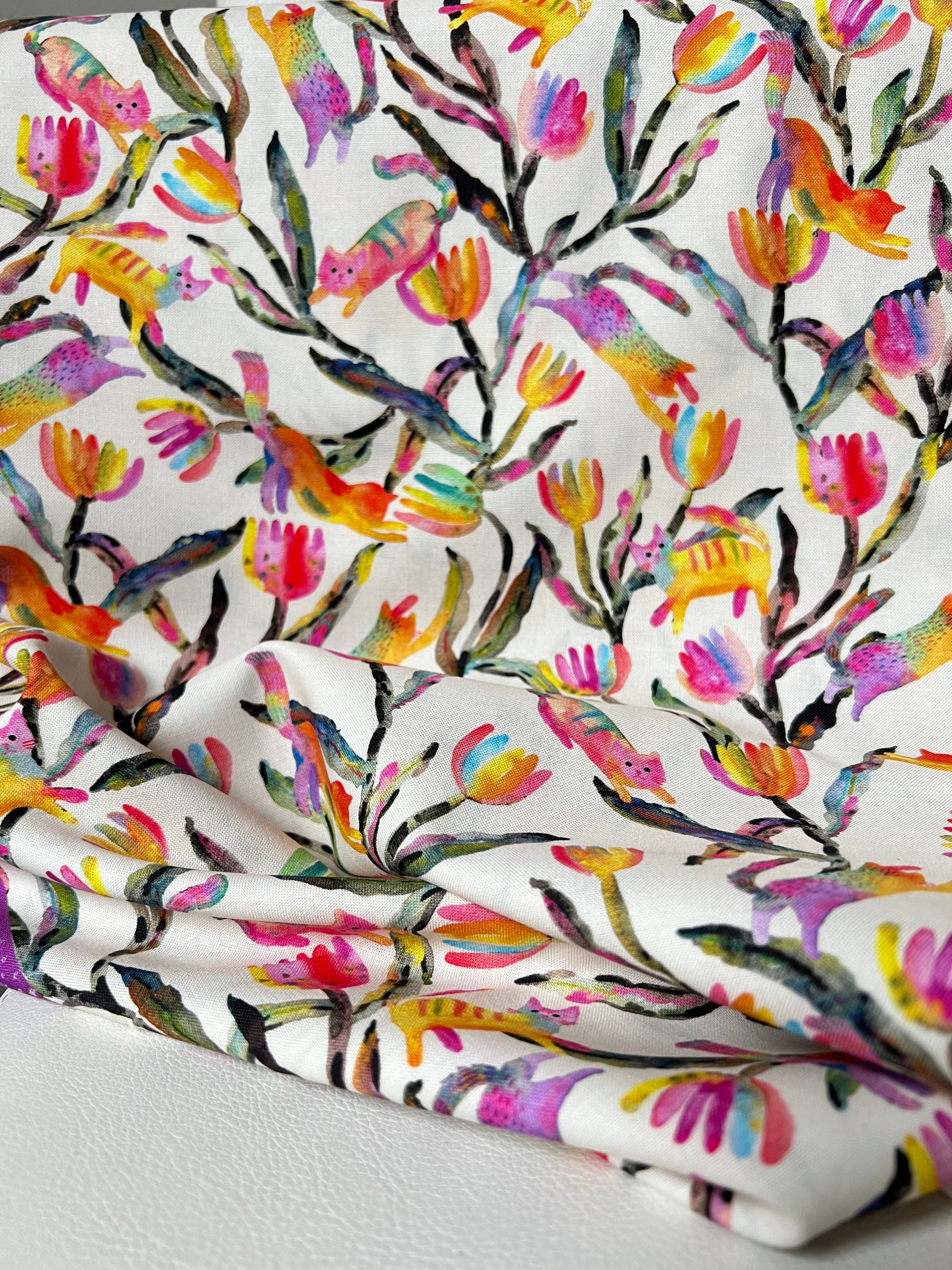 Colorful Rainbow Cats on Cream- Whisker Wonderland- 