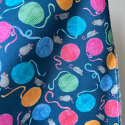 Mice, Colorful Yarn Balls on Blue- Whisker Wonderland- 