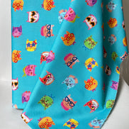 Colorful Cats on Turquoise Blue- Whisker Wonderland- 
