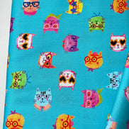 Colorful Cats on Turquoise Blue- Whisker Wonderland- 