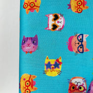Colorful Cats on Turquoise Blue- Whisker Wonderland- 