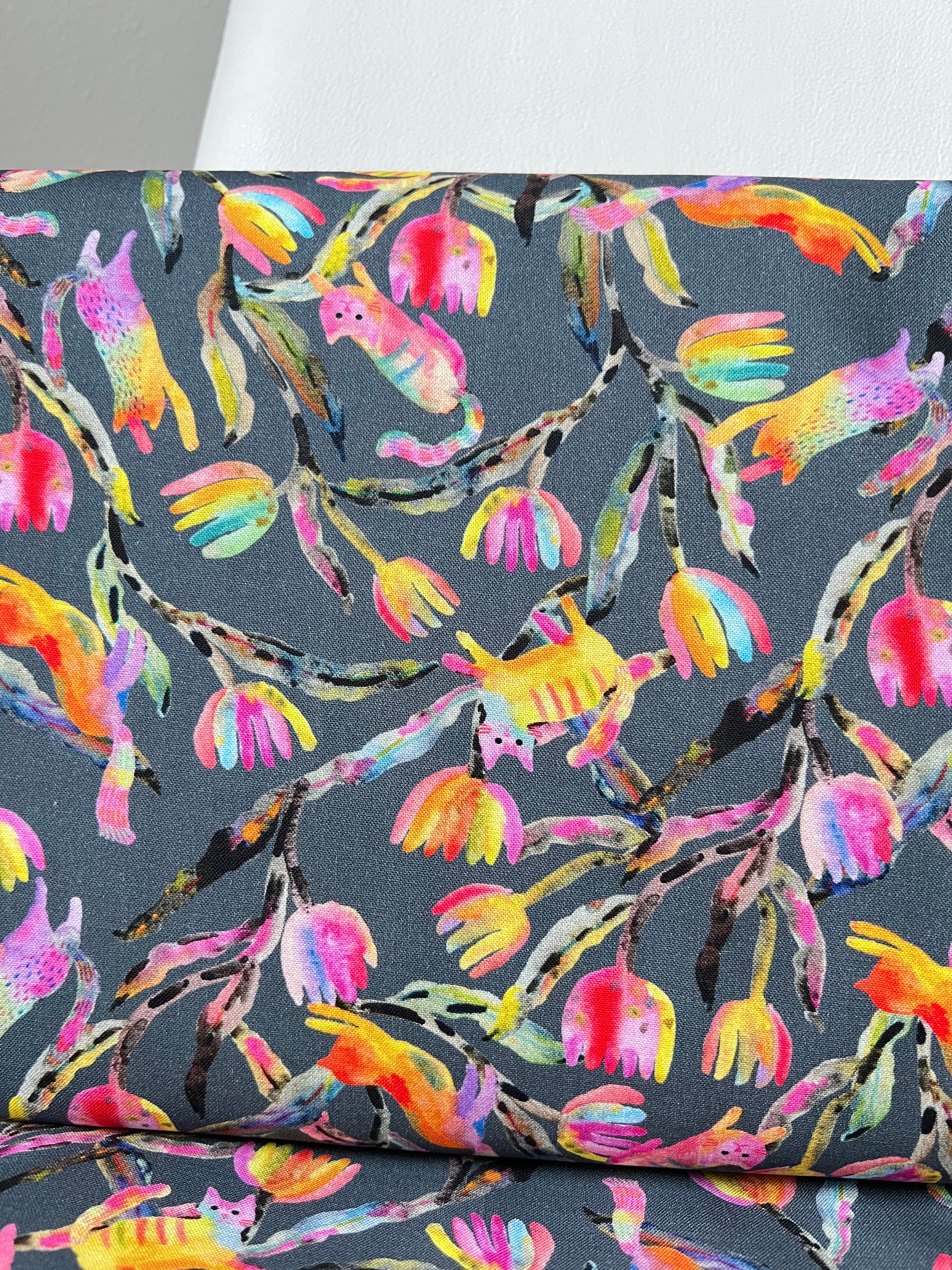 Colorful Rainbow Cats on Dark Gray- Whisker Wonderland- 