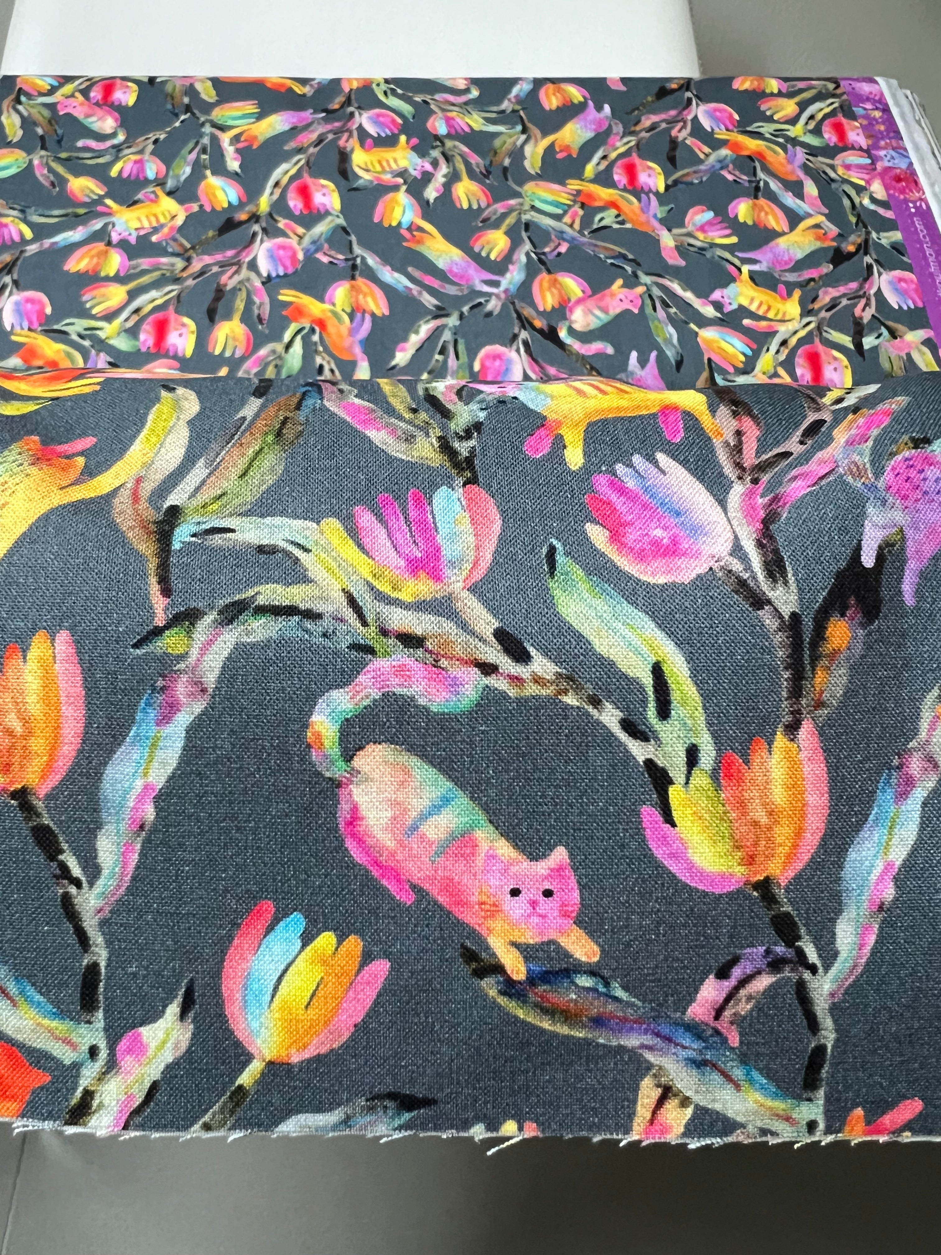 Colorful Rainbow Cats on Dark Gray- Whisker Wonderland- 
