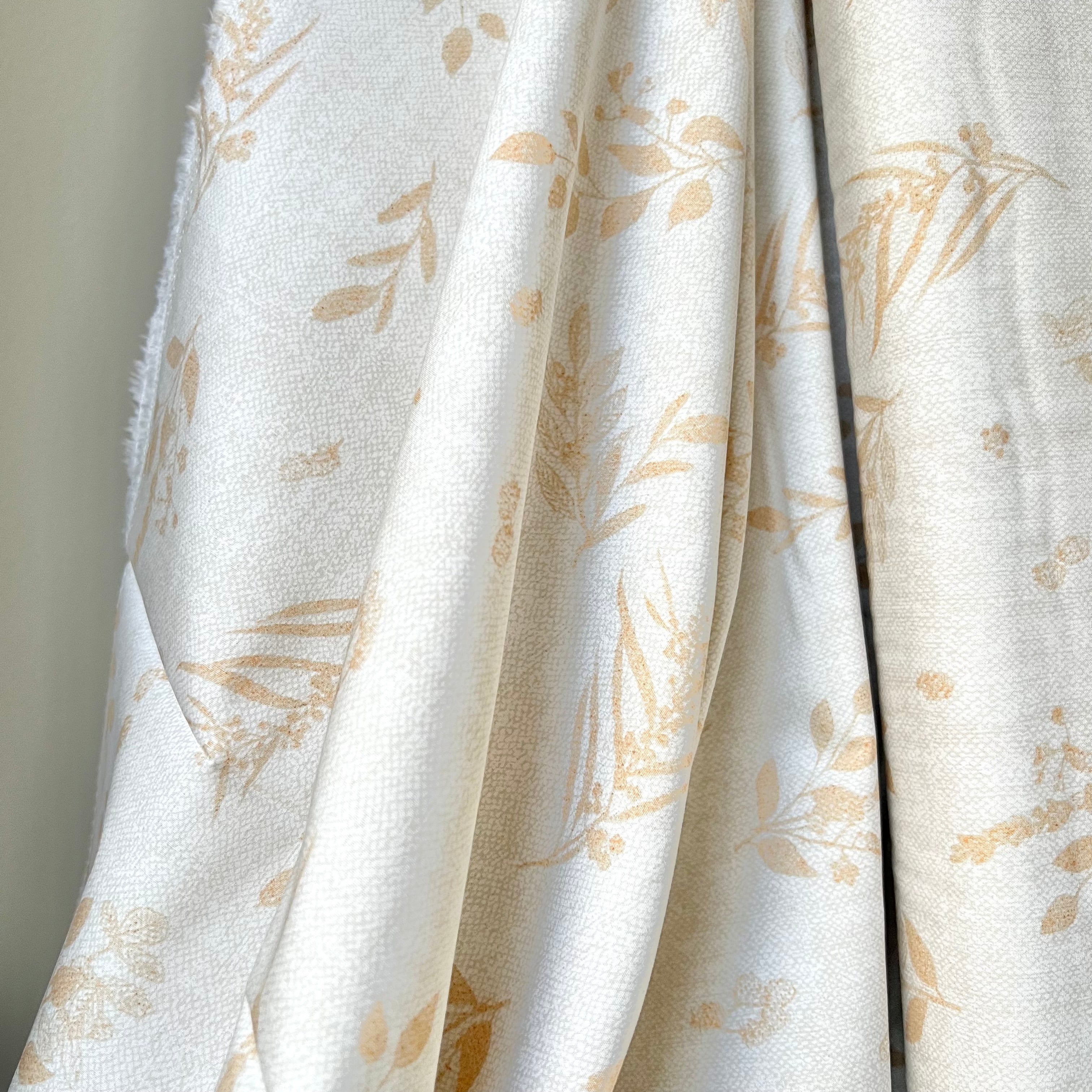Tan Botanical On Cream Cotton Fabric- “Sensescape Sand”- 44” Wide- Art Gallery- AGF