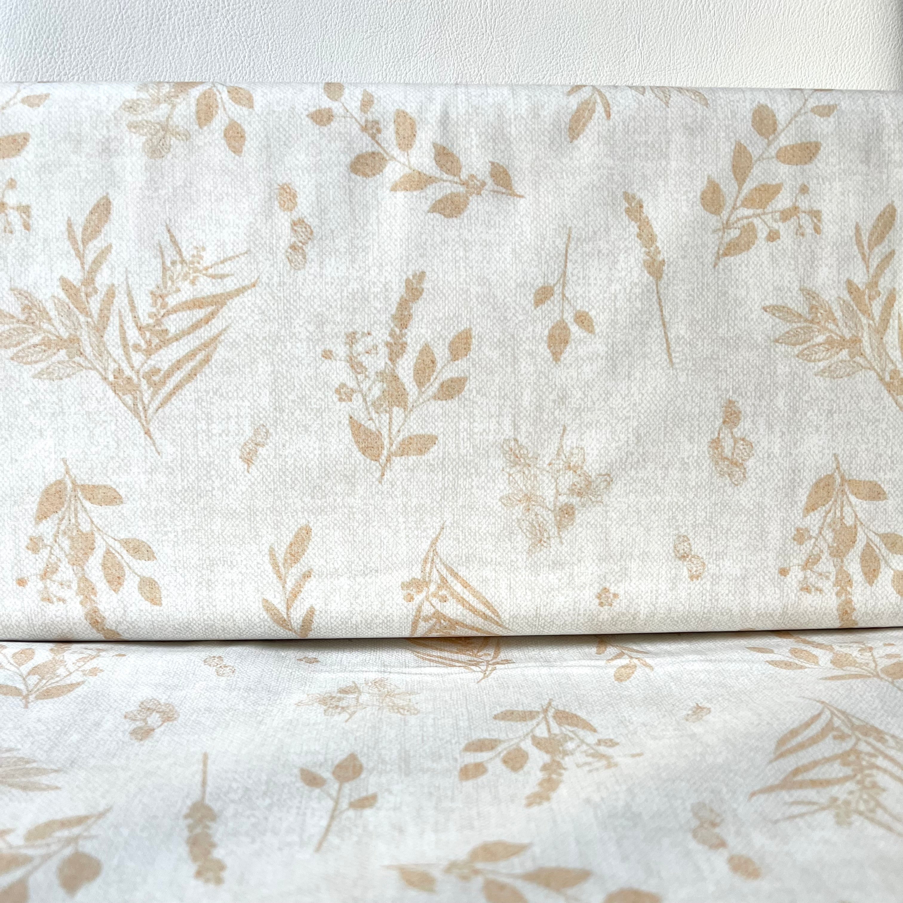 Tan Botanical On Cream Cotton Fabric- “Sensescape Sand”- 44” Wide- Art Gallery- AGF