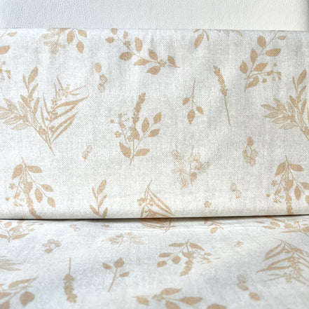 Tan Botanical On Cream Cotton Fabric- “Sensescape Sand”- 44” Wide- Art Gallery- AGF