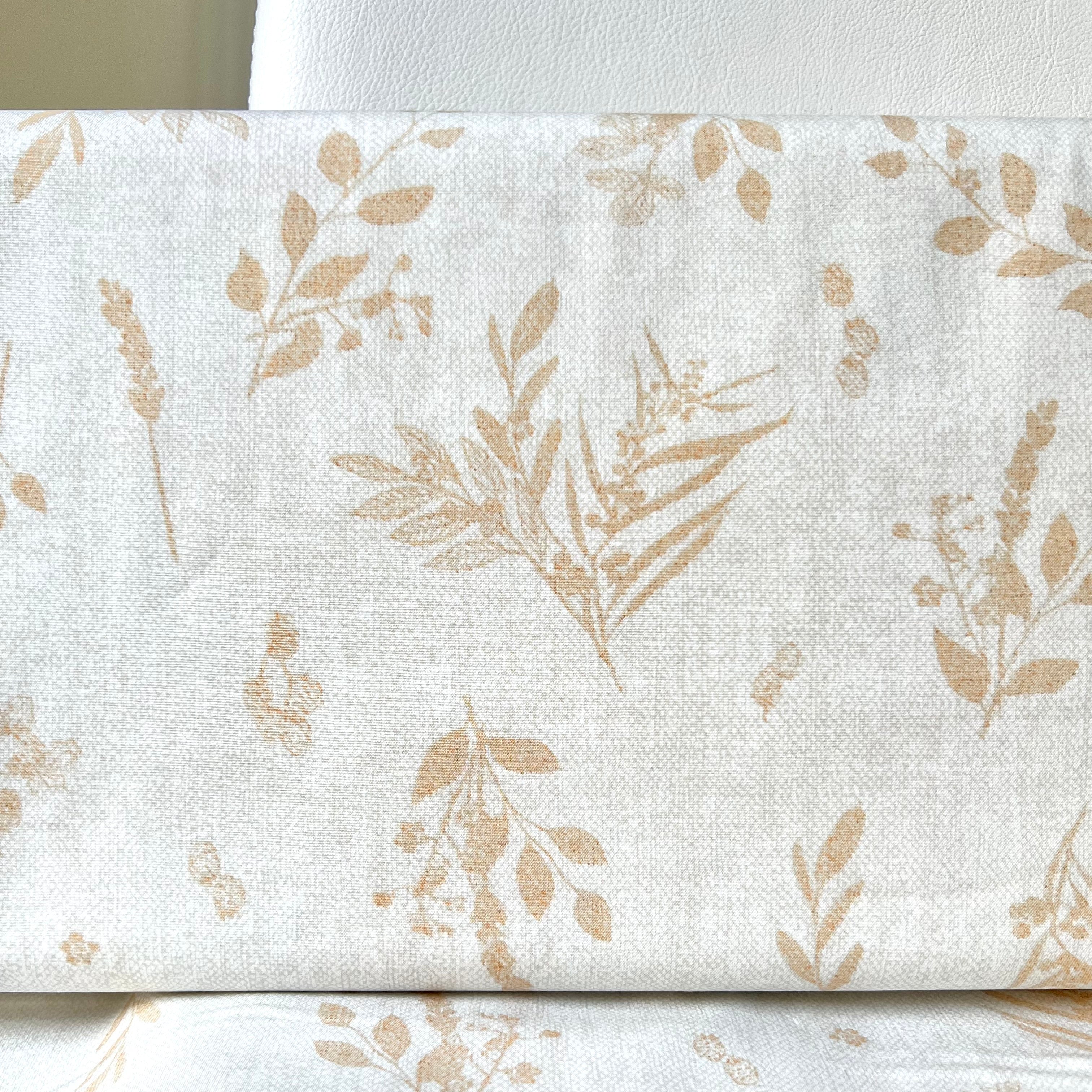 Tan Botanical On Cream Cotton Fabric- “Sensescape Sand”- 44” Wide- Art Gallery- AGF