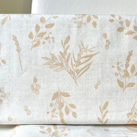 Tan Botanical On Cream Cotton Fabric- “Sensescape Sand”- 44” Wide- Art Gallery- AGF