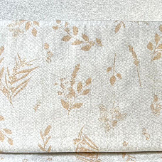 Tan Botanical On Cream Cotton Fabric- “Sensescape Sand”- 44” Wide- Art Gallery- AGF