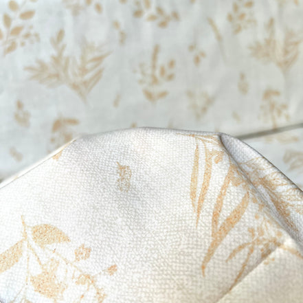 Tan Botanical On Cream Cotton Fabric- “Sensescape Sand”- 44” Wide- Art Gallery- AGF