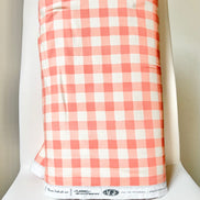 Peachy Pink and Off White Plaid Cotton Flannel- 