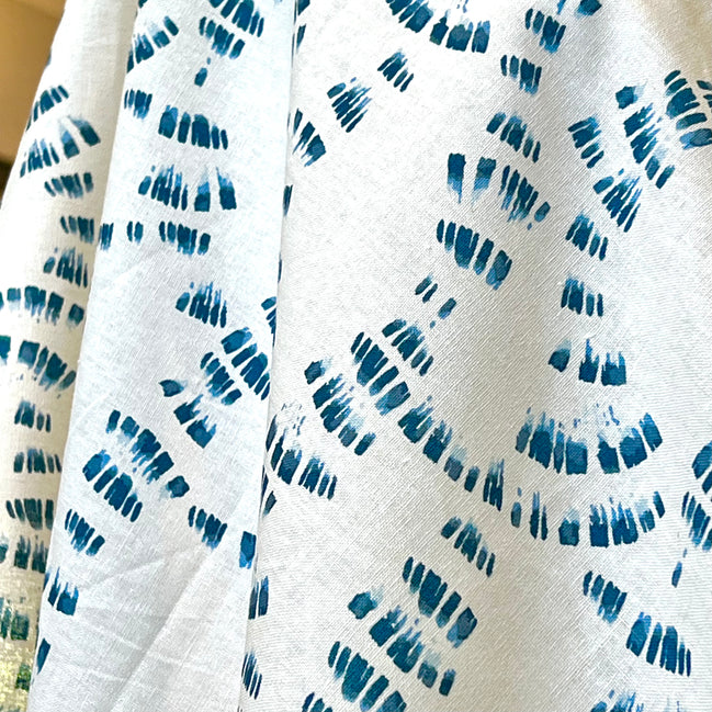 Abstract Dark Blue Brushstrokes on White- "Echoes of Indigo"- Linen Cotton Blend- Art Gallery- AGF