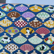 Black, White Cats, Fans on Dark Blue- Hachiware Romance- Cosmo- Japanese Printed Cotton Sheeting- AP45903 1B- 44