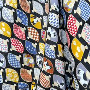 Black, White Cats, Fans on Black- Hachiware Romance- Cosmo- Japanese Printed Cotton Sheeting- AP45903 1B- 44