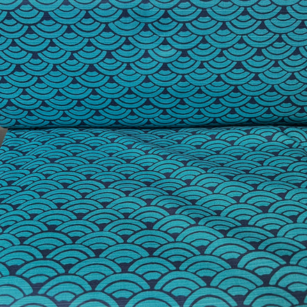 Haori Shantung- Cotton Fabric- Japanese/ Sevenberry- 42” Wide- Teal, Indigo (Dark Navy)