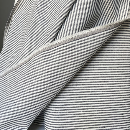 Essex Yarn Dyed Classic Wovens- Linen- Cotton Blend- “Indigo”- Stripes- 43” Wide