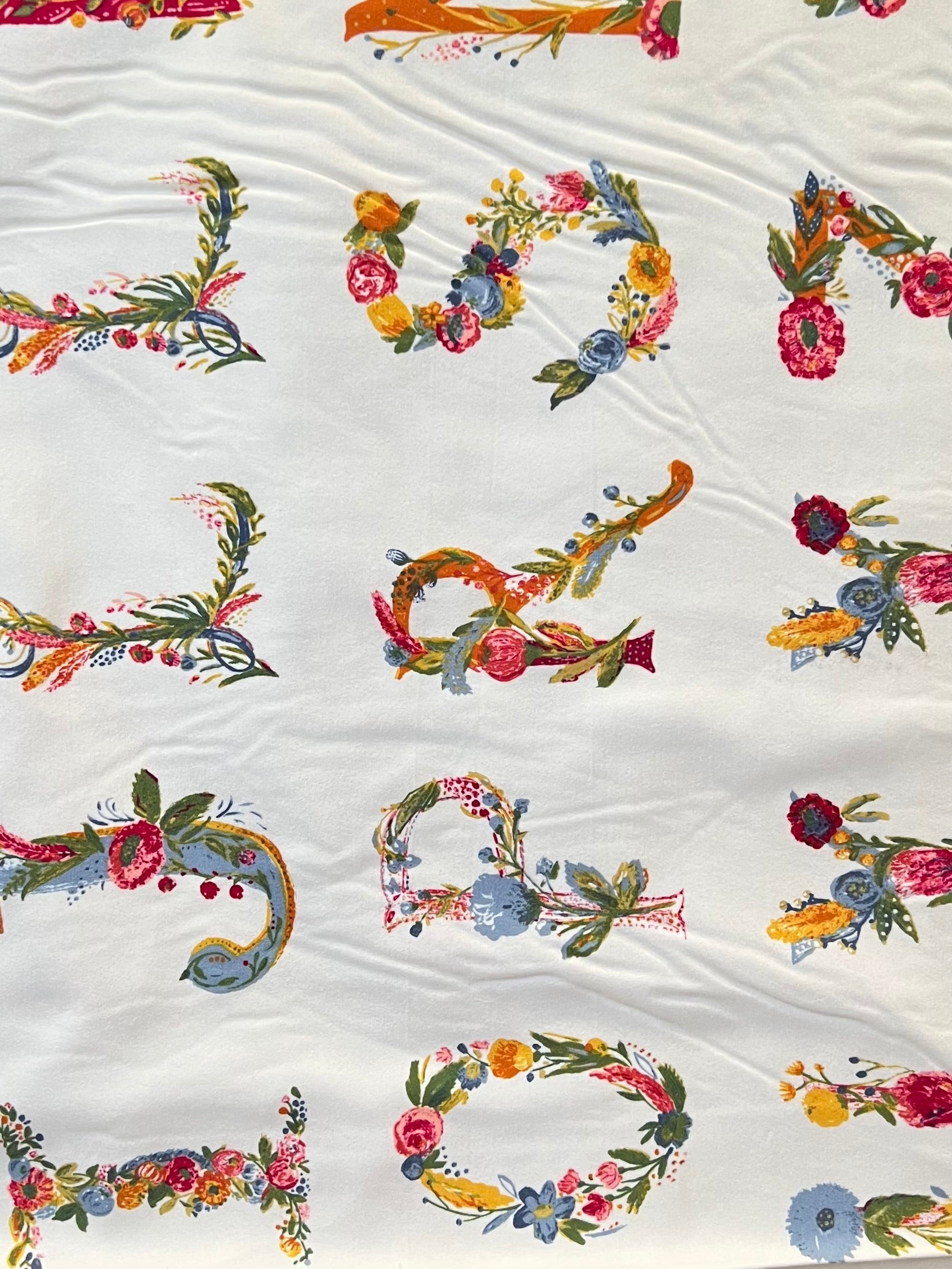 Letters on Cream- Joyeux Alphabet Panel- Cotton Flannel- AGF- Art Gallery Fabrics- 44” Wide