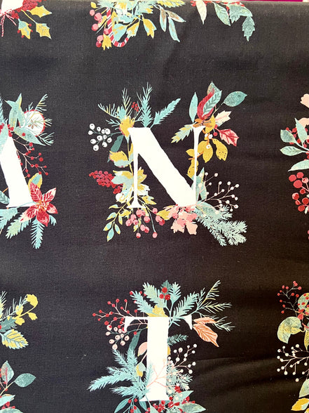 Alphabet Print Cotton Fabric- “Jingle All the Letters Panel”- Art Gallery Fabrics- AGF- 44” Wide