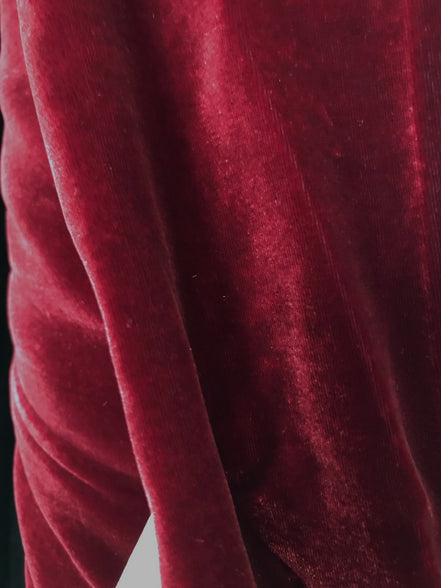 Velvet- Claret/ Dark Red- Silk Rayon Blend- 45"