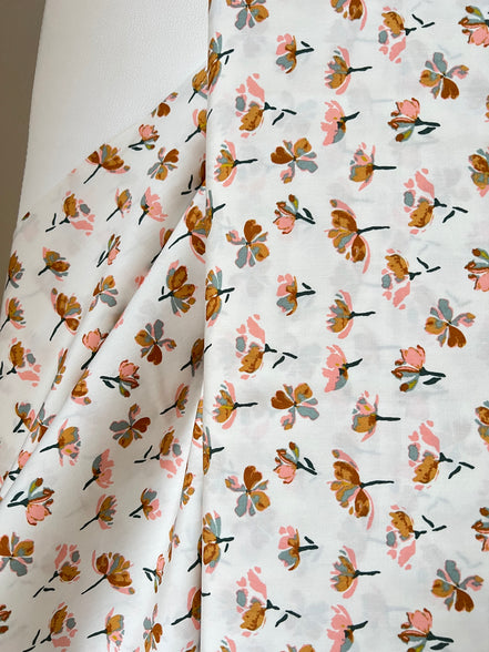 Off White, Floral Print Cotton Fabric- “Watercolor Blooms”- 44” Wide- Art Gallery Fabrics- AGF
