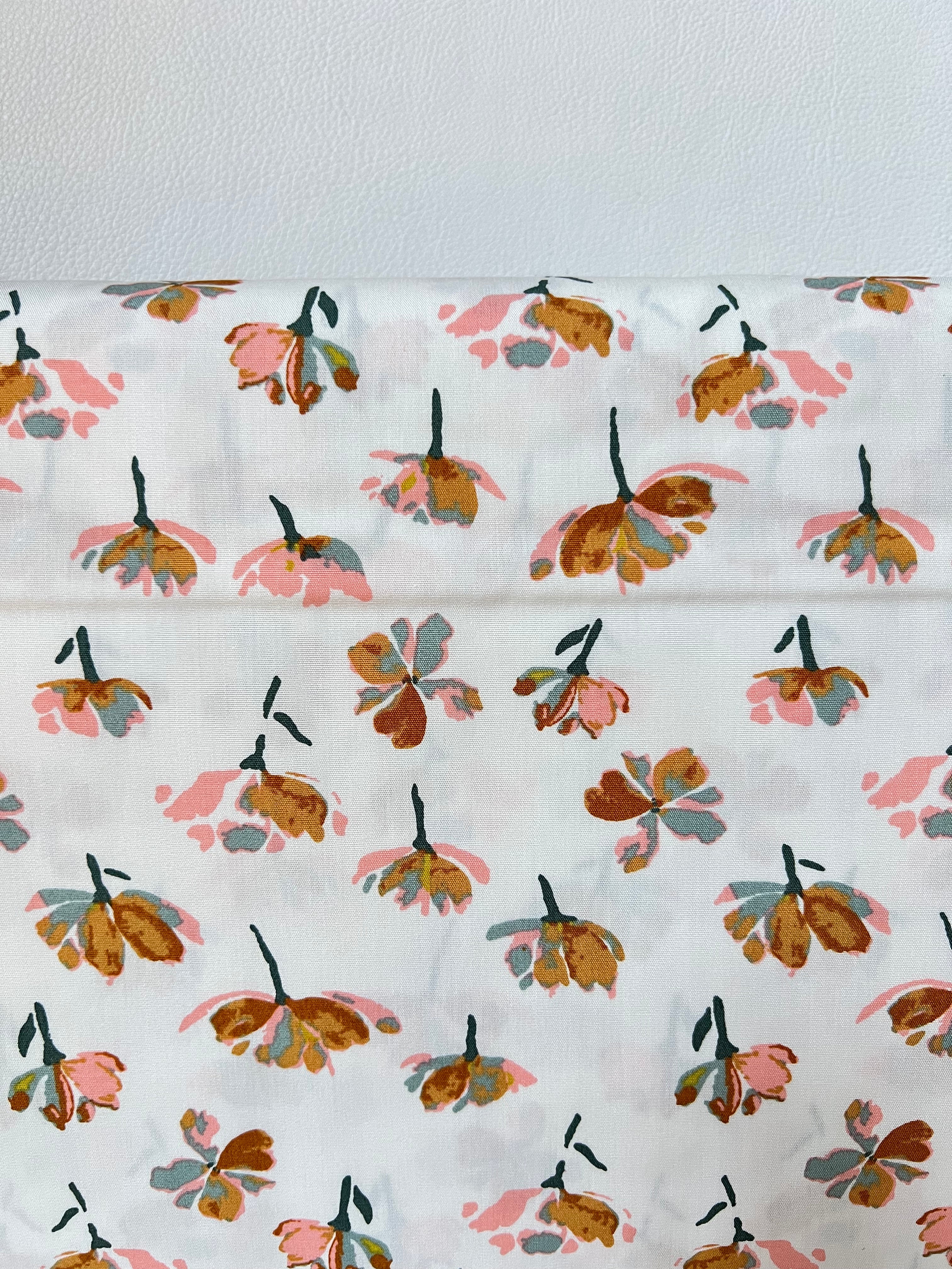 Off White, Floral Print Cotton Fabric- “Watercolor Blooms”- 44” Wide- Art Gallery Fabrics- AGF