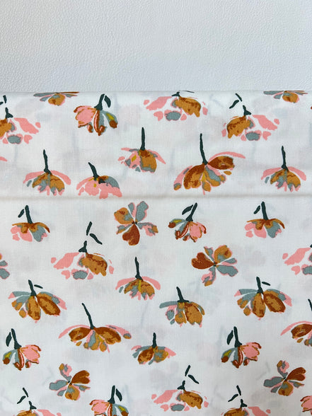 Off White, Floral Print Cotton Fabric- “Watercolor Blooms”- 44” Wide- Art Gallery Fabrics- AGF
