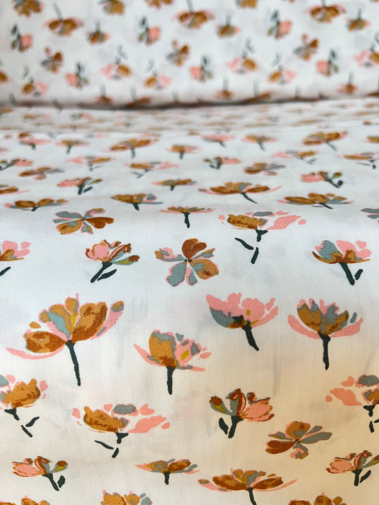 Off White, Floral Print Cotton Fabric- “Watercolor Blooms”- 44” Wide- Art Gallery Fabrics- AGF