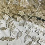 White, Silver European Embroidered Tulle- Bridal- 57