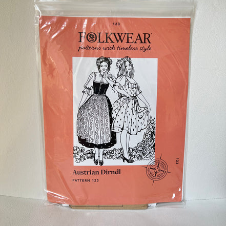 Austrian Dirndl- Folkwear Patterns- 123- Printed Paper Pattern- Misses XS-3XL